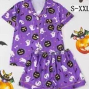 Purple Halloween Pumpkin & Ghost Pajama Set